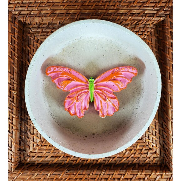 7" Cement Bee Watering Station, Butterfly Puddler Dish, Pollinator Garden - Picture 4 of 10